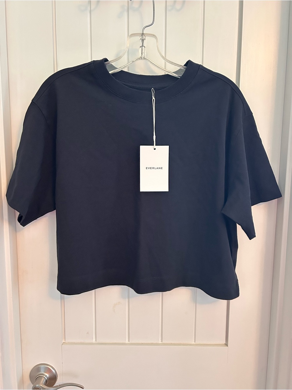 NWT Everlane Women's Boxy Premium Weight Crop Tee in Black Small
